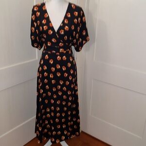 DVF Silk Floral Wrap Midi Dress